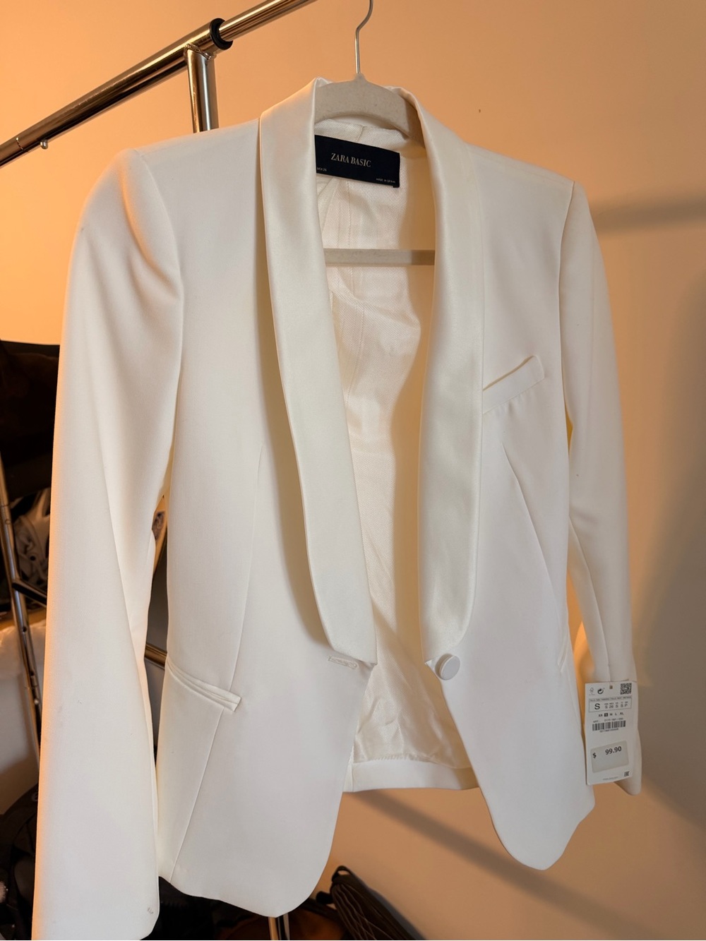 Zara Cream Shawl Collar Blazer